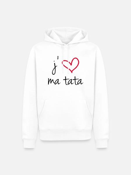 j'aime ma tata - Sweat à capuche Premium bio Homme - blanc