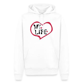 Coeur de ma vie - Sweat à capuche Premium bio Homme - blanc - Devant - Nico (187cm)