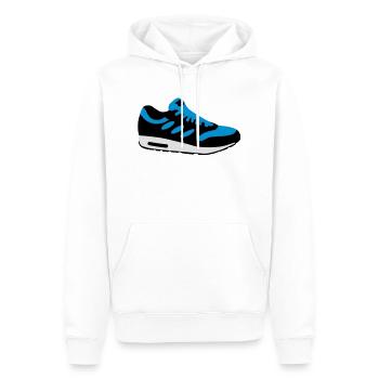 schuh__f3 - Men’s Premium Organic Hoodie - white - Front - Nico (187cm)