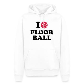 I love Floorball - Männer Premium Bio Hoodie - Weiß - Vorne - Nico (187cm)