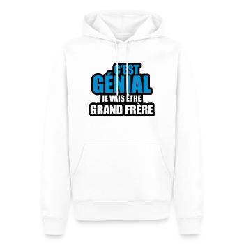 c'est génial je vais être grand frère - Sweat à capuche Premium bio Homme - blanc - Devant - Nico (187cm)