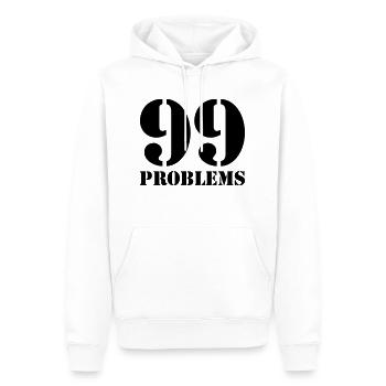 99 Problems - Männer Premium Bio Hoodie - Weiß - Vorne - Nico (187cm)