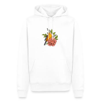 Bird in flowers, nature - Men’s Premium Organic Hoodie - white - Front - Nico (187cm)