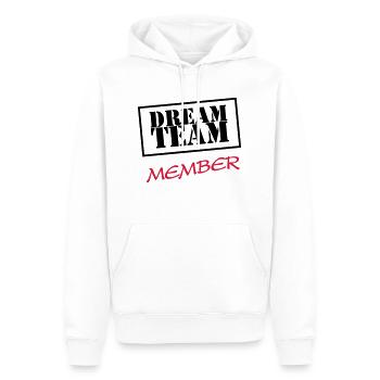 Dream Team Member - Men’s Premium Organic Hoodie - white - Front - Nico (187cm)