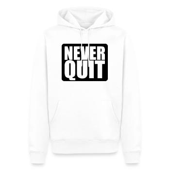 logo never quit button gewinner stars sieger sport - Männer Premium Bio Hoodie - Weiß - Vorne - Nico (187cm)
