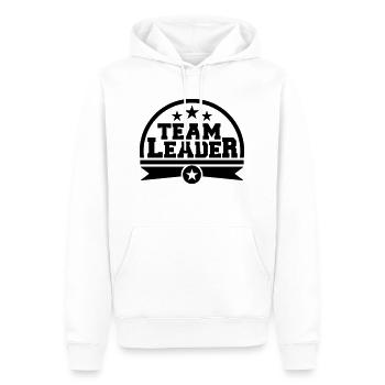 Team Leader (Schriftzug) - Männer Premium Bio Hoodie - Weiß - Vorne - Nico (187cm)