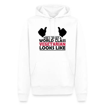 world class vegetarian - Men’s Premium Organic Hoodie - white - Front - Nico (187cm)