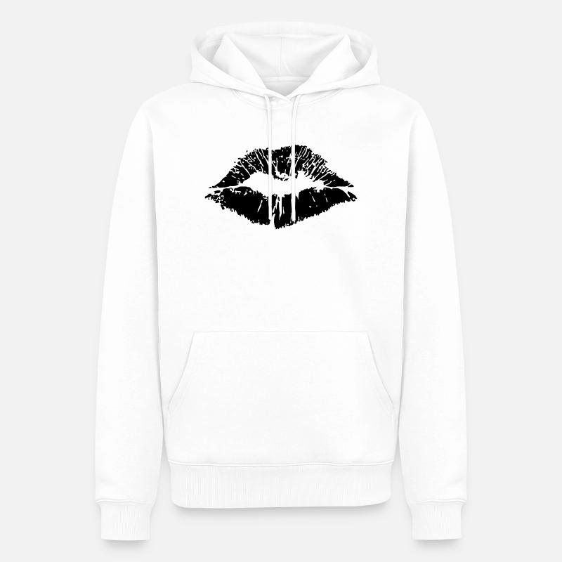 Impression lèvres / lèvres 1c - Sweat à capuche Premium bio Homme - blanc