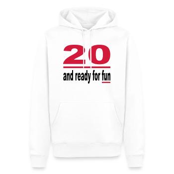 Geburstag Ready Fun Alter 20 Birthday Geschenkidee - Männer Premium Bio Hoodie - Weiß - Vorne - Nico (187cm)