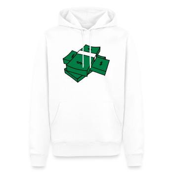 billets de banque - Sweat à capuche Premium bio Homme - blanc - Devant - Nico (187cm)