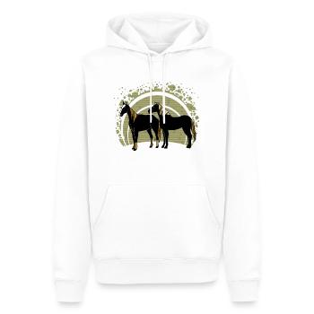 Les chevaux - Sweat à capuche Premium bio Homme - blanc - Devant - Nico (187cm)