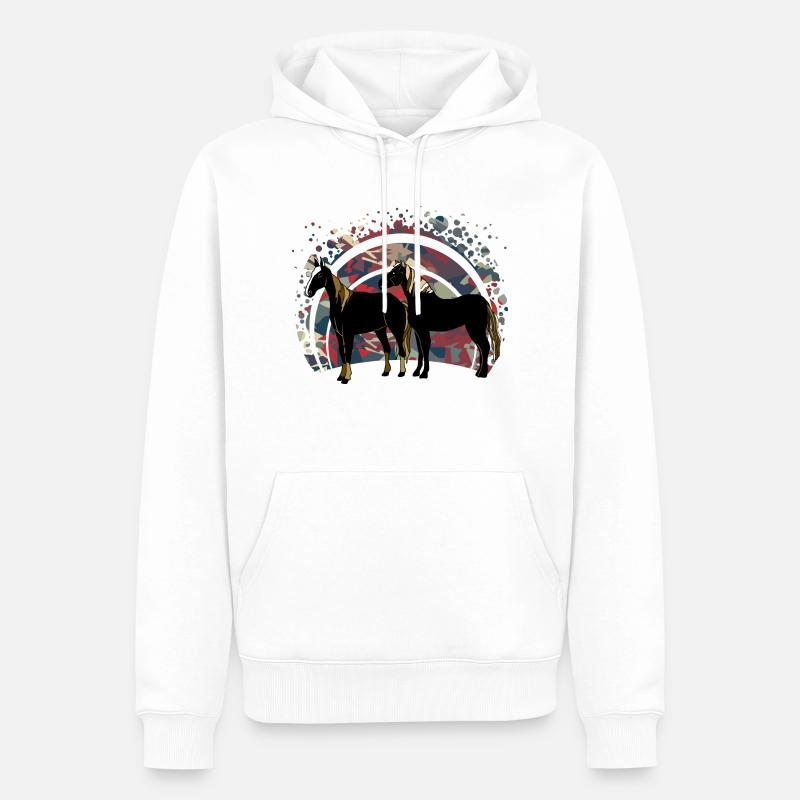 Les chevaux - Sweat à capuche Premium bio Homme - blanc
