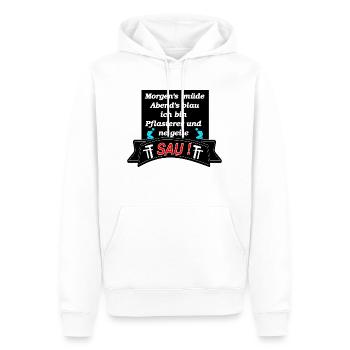 Morgens müde Abends Blau ich bin Plasterer - Männer Premium Bio Hoodie - Weiß - Vorne - Nico (187cm)