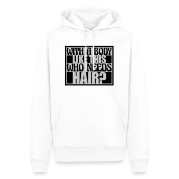 Qui a besoin de cheveux en disant - Sweat à capuche Premium bio Homme - blanc - Devant - Nico (187cm)