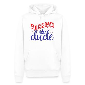 Mec américain - Sweat à capuche Premium bio Homme - blanc - Devant - Nico (187cm)