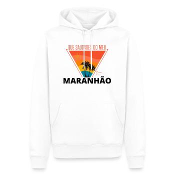Capoeira Design | Que saudades do Meu Maranhao - Männer Premium Bio Hoodie - Weiß - Vorne - Nico (187cm)