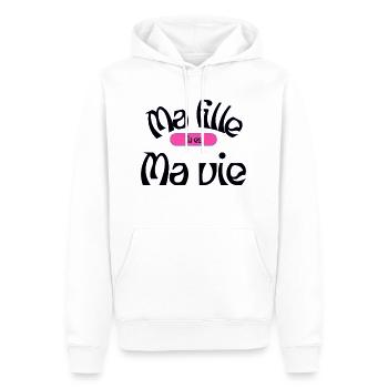 Ma fille tu es ma vie - Sweat à capuche Premium bio Homme - blanc - Devant - Nico (187cm)