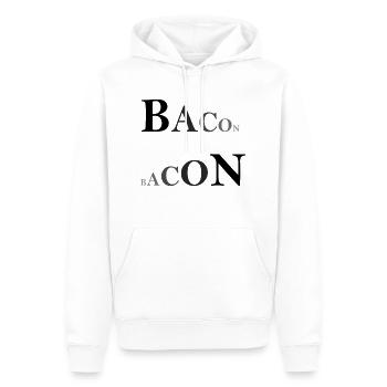Bacon doppelt - Männer Premium Bio Hoodie - Weiß - Vorne - Nico (187cm)