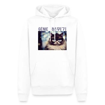 Adorable snowy Norwegian cat with glasses - Men’s Premium Organic Hoodie - white - Front - Nico (187cm)
