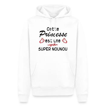 cette princesse est une super nounou - Sweat à capuche Premium bio Homme - blanc - Devant - Nico (187cm)