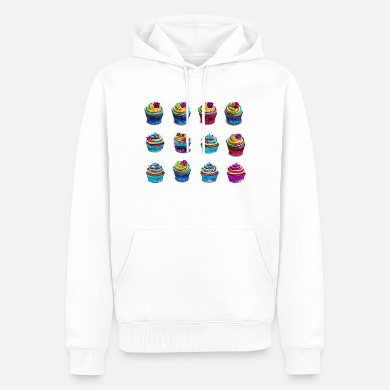 Bunte Muffins einfach lecker - Männer Premium Bio Hoodie - Weiß
