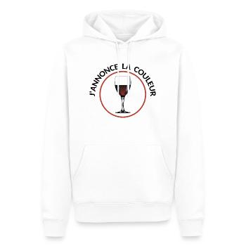 annonce couleur vin rouge alcool humour tenir tien - Sweat à capuche Premium bio Homme - blanc - Devant - Nico (187cm)