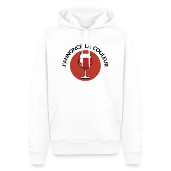 annonce couleur vin rouge alcool humour tenir t - Sweat à capuche Premium bio Homme - blanc - Devant - Nico (187cm)
