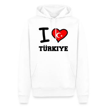 I love Türkiye - Männer Premium Bio Hoodie - Weiß - Vorne - Nico (187cm)