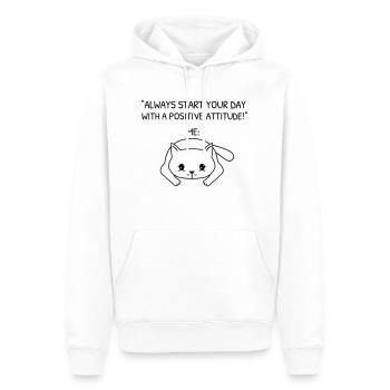 Commencez votre journée avec une attitude positive - Cat - Sweat à capuche Premium bio Homme - blanc - Devant - Nico (187cm)