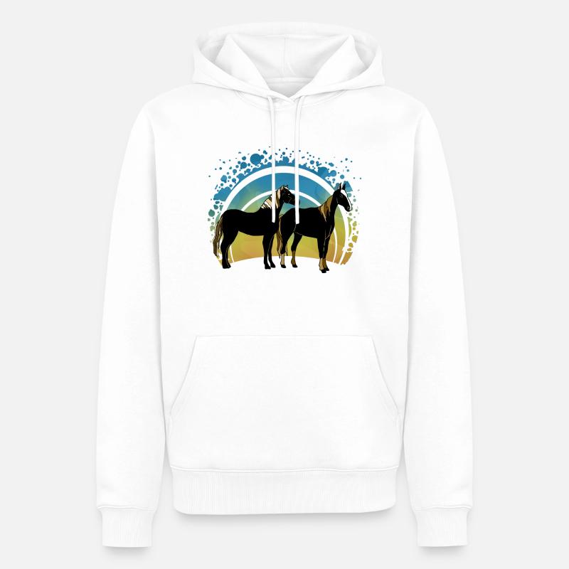 Chevaux - Sweat à capuche Premium bio Homme - blanc