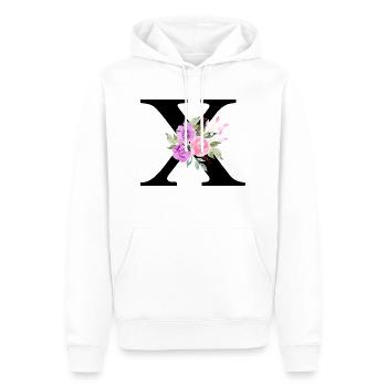 Lettre x floral violet - Sweat à capuche Premium bio Homme - blanc - Devant - Nico (187cm)