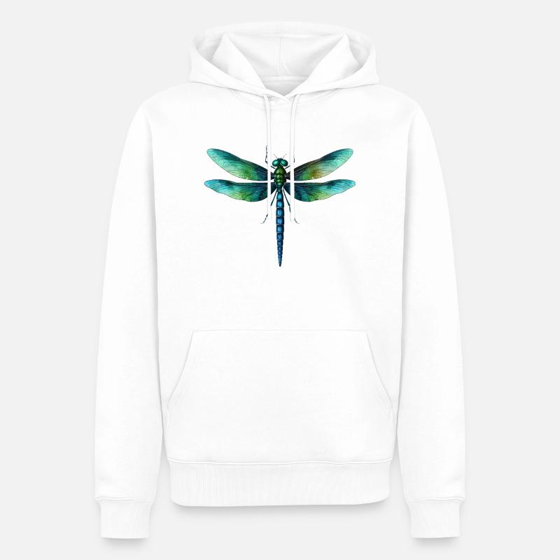 Libelle - Männer Premium Bio Hoodie - Weiß
