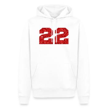 Nummer 22 Roter Glitzer - 22. Jahrestag - Männer Premium Bio Hoodie - Weiß - Vorne - Nico (187cm)