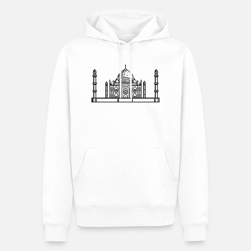 1Bit Pixel Taj Mahal - Männer Premium Bio Hoodie - Weiß
