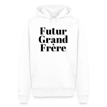 Futur grand frère - annonce futur grand frère - Sweat à capuche Premium bio Homme - blanc - Devant - Nico (187cm)