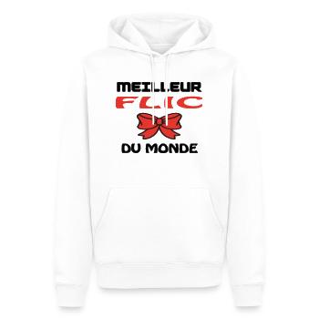 MEILLEUR FLIC DU MONDE - Sweat à capuche Premium bio Homme - blanc - Devant - Nico (187cm)