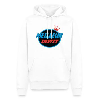 MEILLEUR INSTIT - Sweat à capuche Premium bio Homme - blanc - Devant - Nico (187cm)