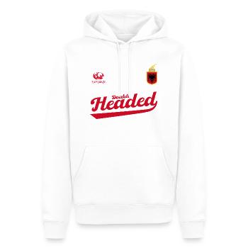 Double Headed – Blut verbindet uns - Männer Premium Bio Hoodie - Weiß - Vorne - Nico (187cm)