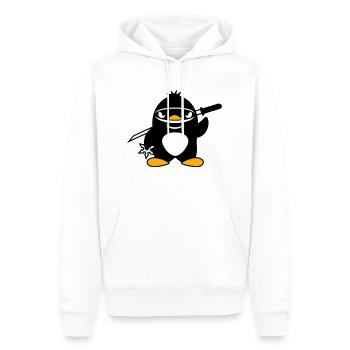 Pingouin Ninja Samouraï Japonais Katana Fighter - Sweat à capuche Premium bio Homme - blanc - Devant - Nico (187cm)