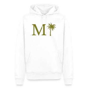 Lettre m vert Palm - Sweat à capuche Premium bio Homme - blanc - Devant - Nico (187cm)