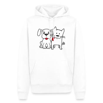 Chien Chat Deux Amis Équipe Chaton 2 Duo Équipage - Sweat à capuche Premium bio Homme - blanc - Devant - Nico (187cm)