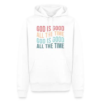 God Is Good All The Time - Men’s Premium Organic Hoodie - white - Front - Nico (187cm)
