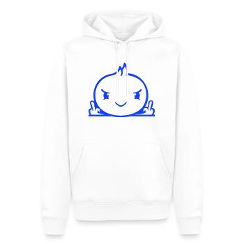 Bird evil middle finger showing bad boy behind fence - Men’s Premium Organic Hoodie - white - Front - Nico (187cm)