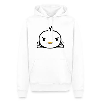 Bird evil middle finger showing bad boy behind fence - Men’s Premium Organic Hoodie - white - Front - Nico (187cm)