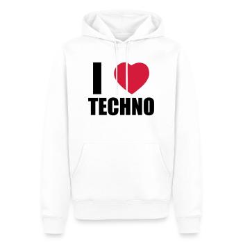I LOVE TECHNO 2 - Sweat à capuche Premium bio Homme - blanc - Devant - Nico (187cm)