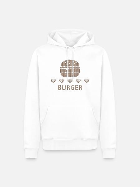 Strickmuster: Burger Love - Männer Premium Bio Hoodie - Weiß