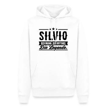 Man Myth Legend Silvio - Men’s Premium Organic Hoodie - white - Front - Nico (187cm)