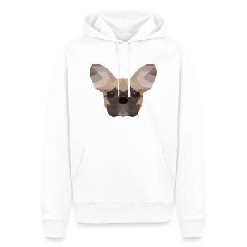 Bouledogue français Low Poly - Sweat à capuche Premium bio Homme - blanc - Devant - Nico (187cm)
