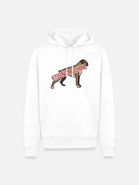 Hund / Boxer: Kissing Machine - Männer Premium Bio Hoodie - Weiß