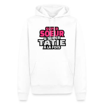 super soeur et super tatie à la fois - Sweat à capuche Premium bio Homme - blanc - Devant - Nico (187cm)